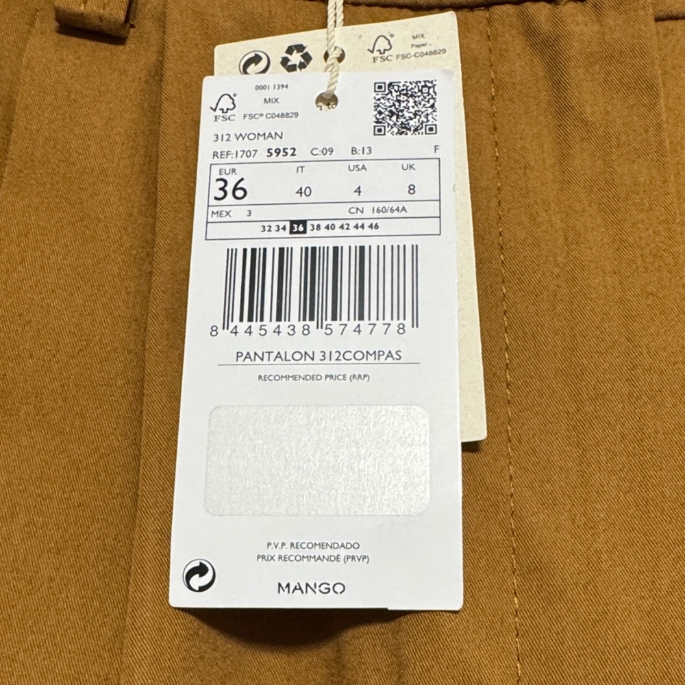 Mango Woman’s Wide-Leg Chinos in Caramel - Picture 4 of 7